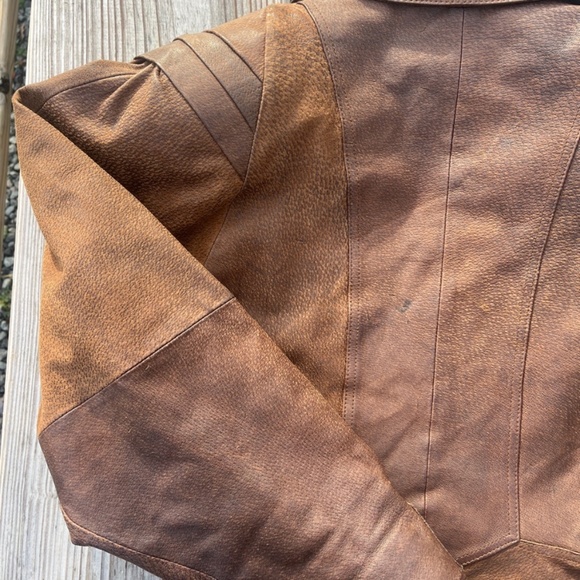 Vintage 80’s brown leather jacket sz Med - Picture 14 of 16